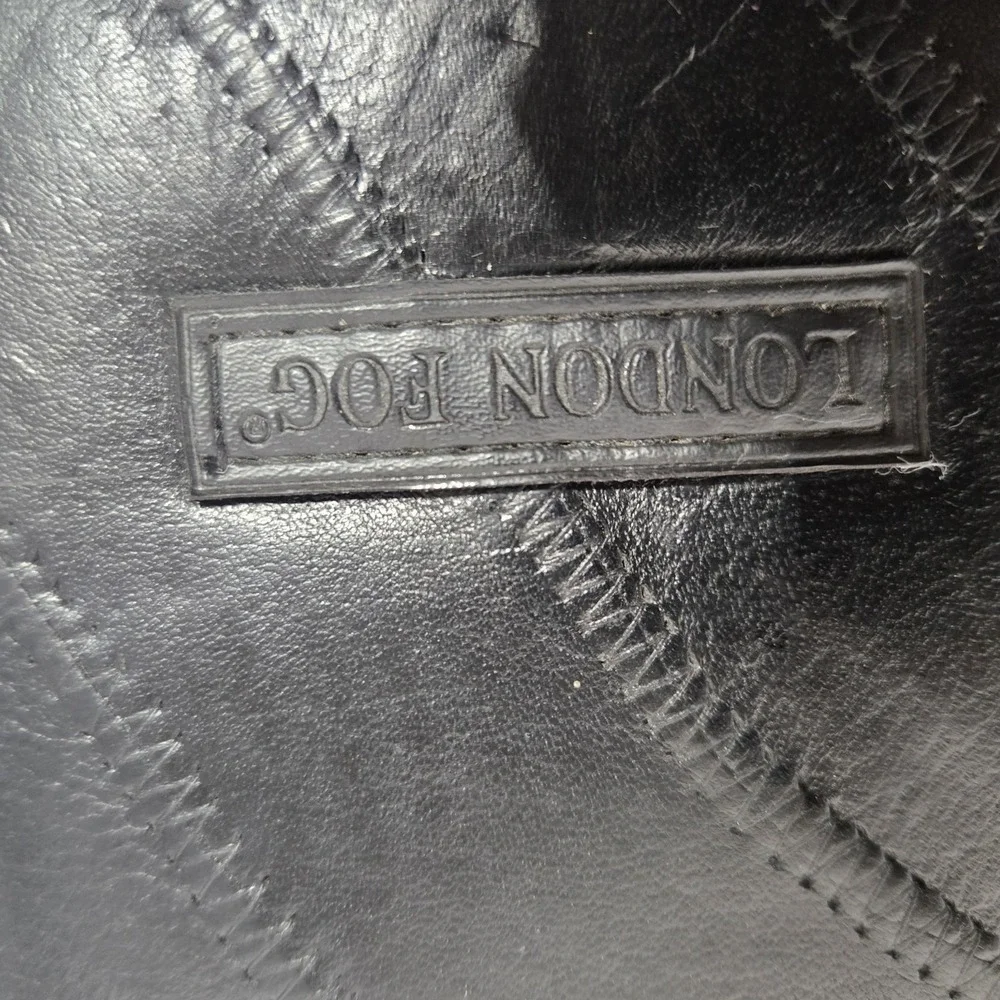 LVintage ondon Fog Black Leather Portfolio
